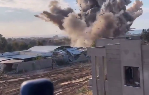 Thumbnail preview image for the video titled: Footage of blowing up of homes and residential buildings by IDF in Gaza