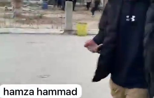 Thumbnail preview image for the video titled: Journalists carry colleague shot in the head by Israeli drone at Al-Ahli Hospital