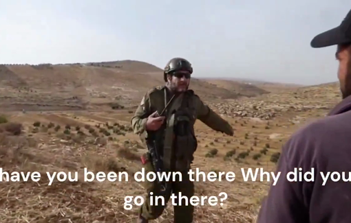 Thumbnail preview image for the video titled: Benjamin Bodenheimer, the security coordinator of the Mitzpeh Avigayil settlement harassing the residents of Sh'ib al Butum