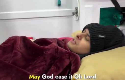 Thumbnail preview image for the video titled: Journalist Fadi Al-Wahidi and his mother preparing to leave Gaza for treatment