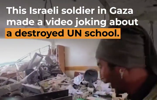 Thumbnail preview image for the video titled: Israeli soldiers have been filming themselves mocking Palestinians