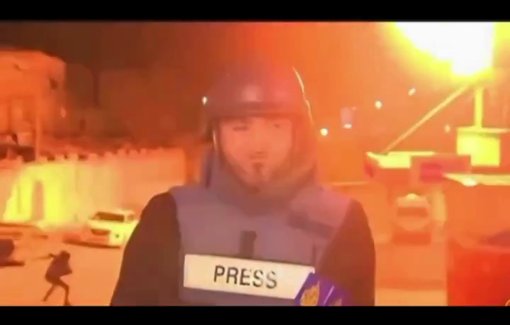 Thumbnail preview image for the video titled: Live Israeli airstrike on Nasser Medical Complex