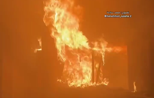 Thumbnail preview image for the video titled: Fire erupts inside Nasser hospital after a direct Israeli bombing