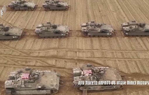 Thumbnail preview image for the video titled: Israeli armored vehicles and tanks are ready to re-invade Gaza