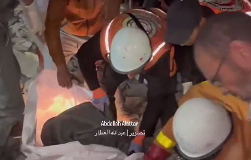 Thumbnail preview image for the video titled: Journalist's family massacred in Israeli night bombing