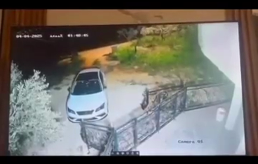 Thumbnail preview image for the video titled: A surveillance camera captures the moment Israeli settlers set fire to a Palestinian-owned car in the village of Qira