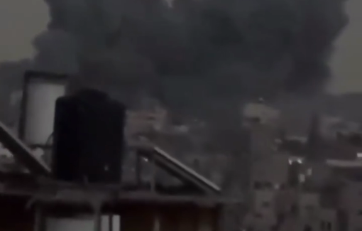 Thumbnail preview image for the video titled: Second wave of firebelt airstrikes on Dar al-Arqam school and its mosque