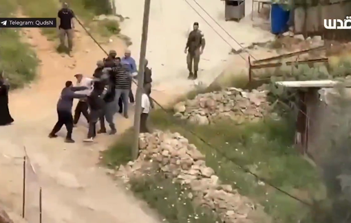 Thumbnail preview image for the video titled: The Israeli forces carry out demolitions and assault violently residents in Wadi Fukin, provoking the death of an elderly Palestinian