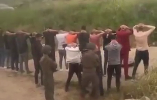 Thumbnail preview image for the video titled: Israeli forces conducted searches mass searches in Beit Furik checkpoint near nablus