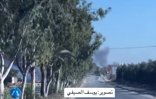 Thumbnail preview image for the video titled: Israeli tank positioned on Salah Al Din Road targeting a car trying to pass the only highway