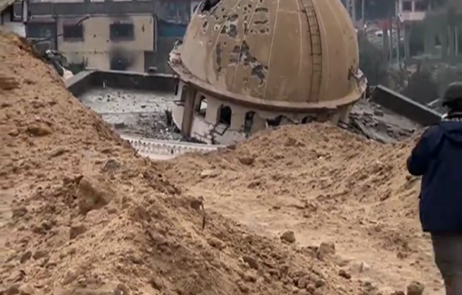 Thumbnail preview image for the video titled: Israeli forces had partly bulldozed a cemetery in Khan Younis
