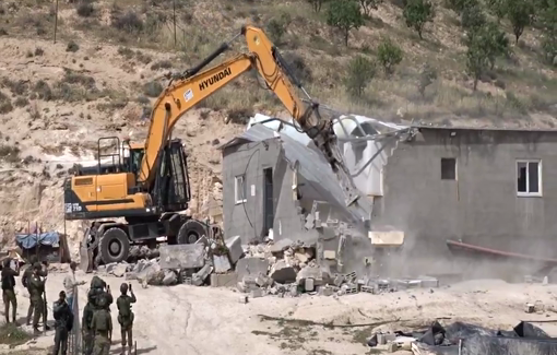 Thumbnail preview image for the video titled: The Israeli forces demolished a house, a toilet, and a chicken coop in At-Tuwani, Masafer Yatta.