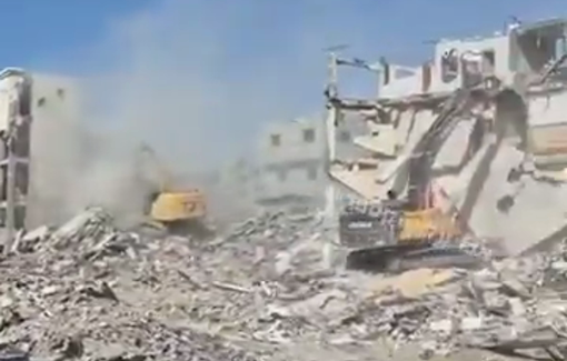 Thumbnail preview image for the video titled: New Israeli army footage shows large-scale destruction in Rafah’s Al-Shaboura neighborhood.