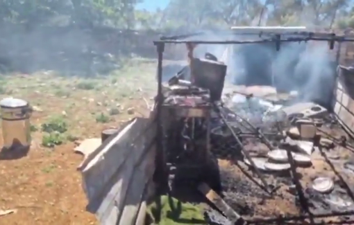 Thumbnail preview image for the video titled: Israeli settlers torched the property of a Bedouin family on the outskirts of the Palestinian village of Sinjil,