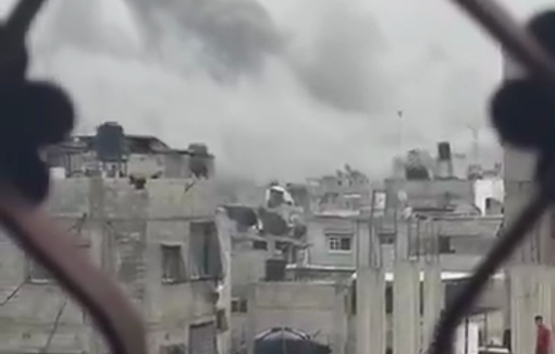 Thumbnail preview image for the video titled: Smoke rises following Israeli bombing of the Shehato family
