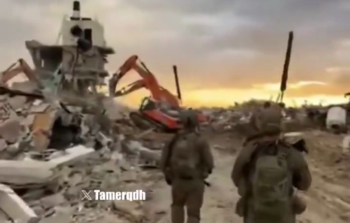 Thumbnail preview image for the video titled: Israeli heavy machines are rapidly completing the destruction of Rafah