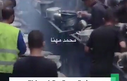 Thumbnail preview image for the video titled: Hundreds amass at soup kitchen as food stores are depleted due to Israeli blockade