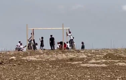 Thumbnail preview image for the video titled: Settlers try to build an illegal outpost near Al-Farsiya