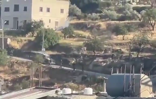 Thumbnail preview image for the video titled: Israeli soldiers open fire at Palestinians during their raid on the village of Al-Mughayir