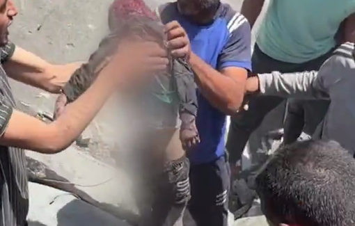 Thumbnail preview image for the video titled: Child and four other people killed by Israeli bombing of the Abu Sahloul family