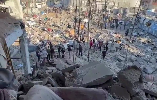 Thumbnail preview image for the video titled: Extensive destruction of the Abu Hamisa School by Israeli bombing