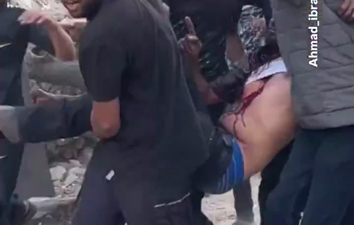 Thumbnail preview image for the video titled: Two young Palestinians killed in Israeli bombing of the New Gaza School