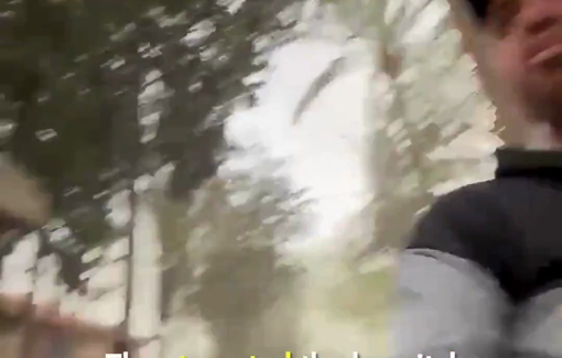 Thumbnail preview image for the video titled: Civilians look for cover after Israel carpet bombed the European Hospital in Khan Younis