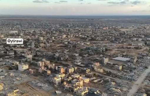 Thumbnail preview image for the video titled: Israeli troops blow up an entire neighborhood in Rafah city