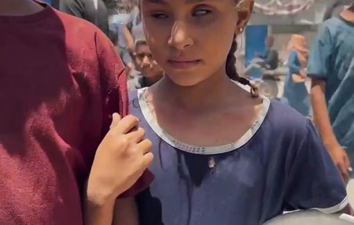 Thumbnail preview image for the video titled: Blind child and her brother cannot survive without charity kitchens amid Israeli starvation of Gaza