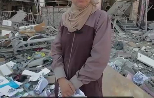 Thumbnail preview image for the video titled: Palestinian university lecturer of the English language Abeer Barakat found her home completely destroyed by Israeli airstrikes