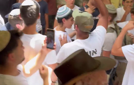 Thumbnail preview image for the video titled: Far right extremists are marching through the alleys of the Old City chanting “Death to Arabs”