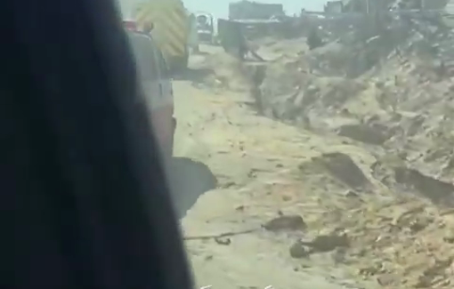 Thumbnail preview image for the video titled: Patients being evacuated from Al-Awda hospital (North) as Israel ordered its evacuation