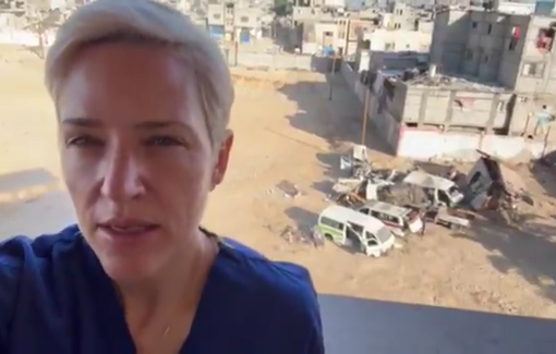 Thumbnail preview image for the video titled: Dr. Victoria Rose experienced "unbelievable" bombing by Israel in Khan Younis