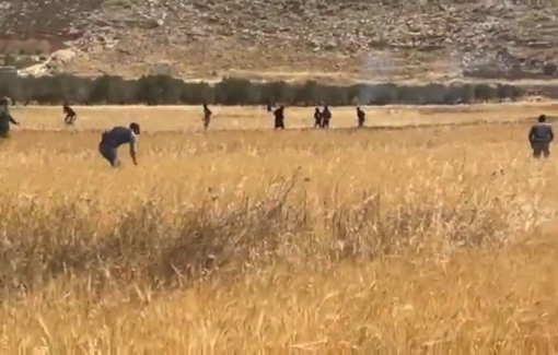 Thumbnail preview image for the video titled: Palestinian residents of Al-Mughayyir defending their land & confronting violent settler terrorist militias