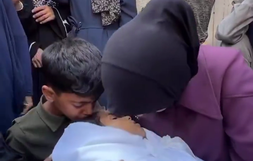 Thumbnail preview image for the video titled: Bitter farewell to family killed while asleep in their tent by an Israeli airstrike