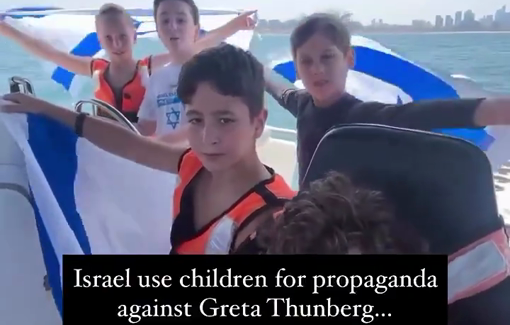 Thumbnail preview image for the video titled: Israel using children for propaganda against Madleen and Greta Thunberg