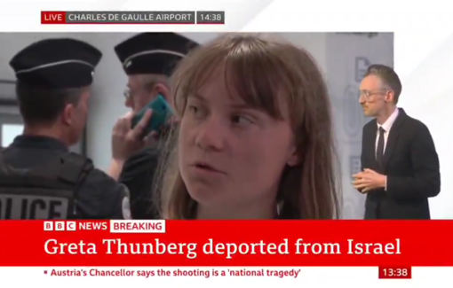 Thumbnail preview image for the video titled: Greta Thunberg stated that she was released by Israeli border forces after being kinapped in International waters