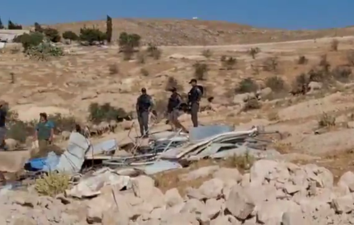 Thumbnail preview image for the video titled: Since May 5, settlers are in Khalet Al-Dabia village 24/7 after the army destroyed it