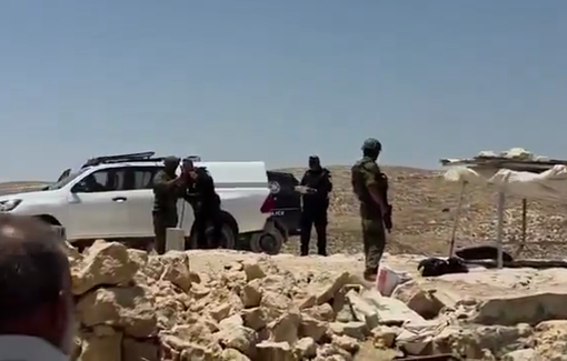 Thumbnail preview image for the video titled: Israeli forces are attempting to expel the remaining residents of Khillet al-Dabaa from their village