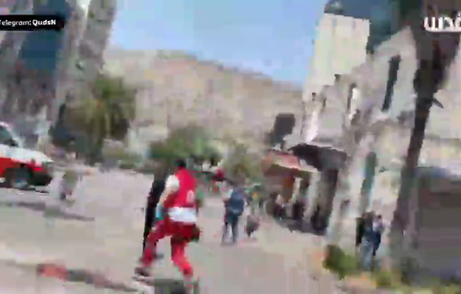 Thumbnail preview image for the video titled: A Palestinian paramedic maliciously shot and injured by sraeli troops in Nablus