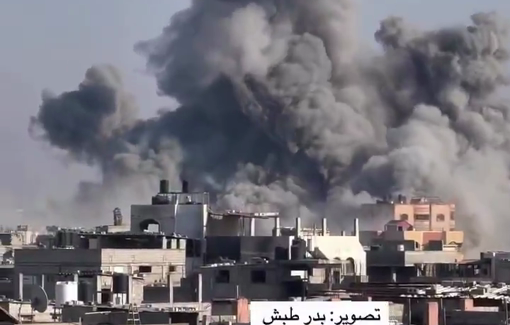 Thumbnail preview image for the video titled: The IDF blew up a residential block in the vicinity of Nasser Hospital in Khan Younis