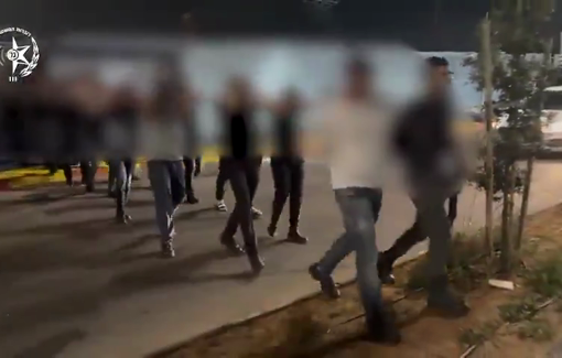 Thumbnail preview image for the video titled: In Umm Al-Fahm, Israeli soldiers arrested 22 Palestinian citizens of Israel for planning a car convoy in solidarity with Gaza