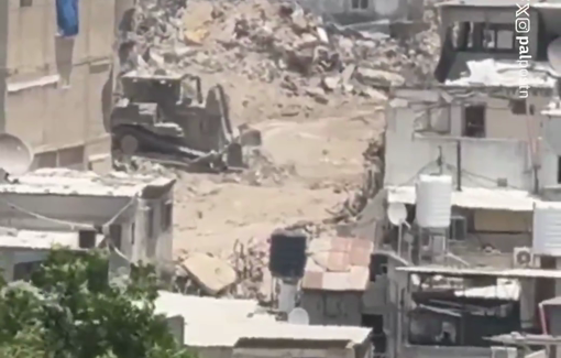 Thumbnail preview image for the video titled: Israeli occupation bulldozers continue demolishing residential homes in the Tulkarm R.C.