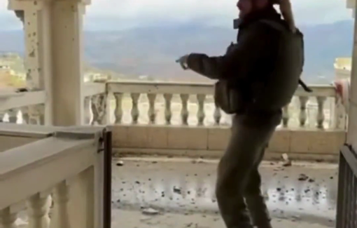 Thumbnail preview image for the video titled: Israeli soldier posts “a day in the life” clip of himself posing in a destroyed civilian home in South Lebanon