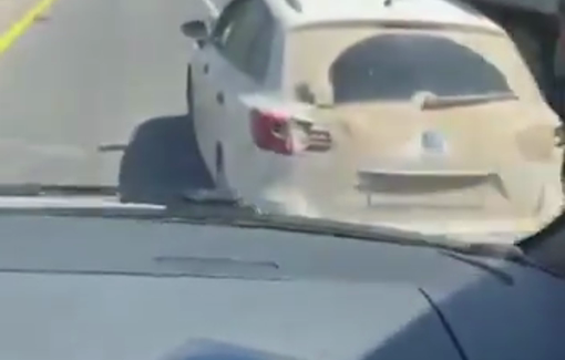 Thumbnail preview image for the video titled: An Israeli driver blocks an ambulance vehicle from reaching wounded Palestinians in Turmus Ayya