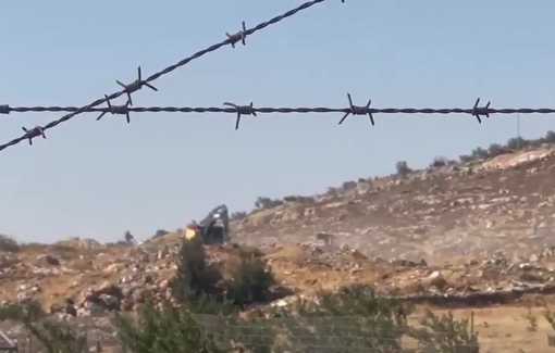 Thumbnail preview image for the video titled: Settlers bulldozers have begun bulldozing operations in Khirbet al-Tawil near the town of Aqraba