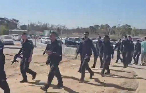 Thumbnail preview image for the video titled: Large police forces arriving to stop pro-rape rioters in Sde Teiman