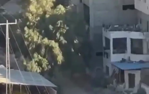 Thumbnail preview image for the video titled: Israeli forces burn a residential home in the Nour Shams refugee camp