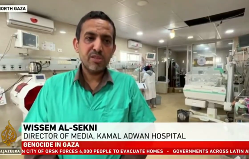 Thumbnail preview image for the video titled: Testimony of Wissem Al-Sekny about the starvation of babies