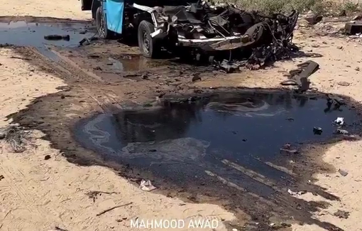 Thumbnail preview image for the video titled: Israeli drone struck a water truck in Nuseirat, killing one person